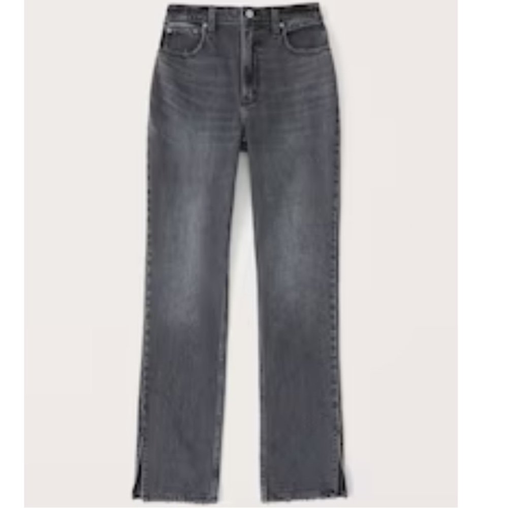 NWT! Abercrombie & Fitch 90s Ultra High Rise Straight Jeans 32 14S Grey Wash